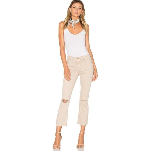 Mother The Insider Crop Fray Blow by Blow Khaki Size 28 Distressed - Picture 3 of 12